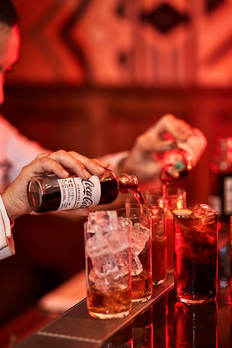 cocktail pouring coca cola signature mixers kwant london drink photographer bratislava fotograf